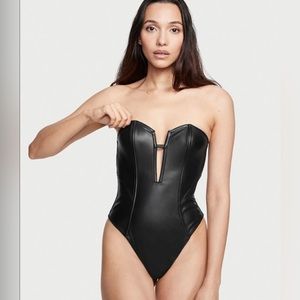 Victoria’s Secret faux leather bodysuit XS
